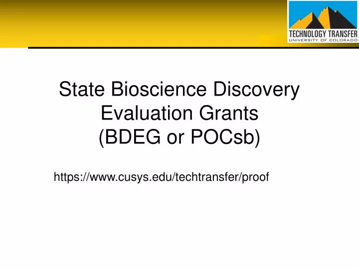 state bioscience discovery evaluation grants bdeg or pocsb