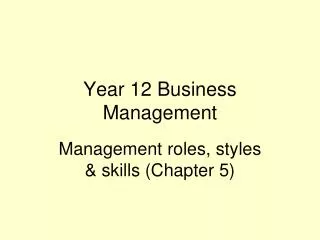 Year 12 Business Management