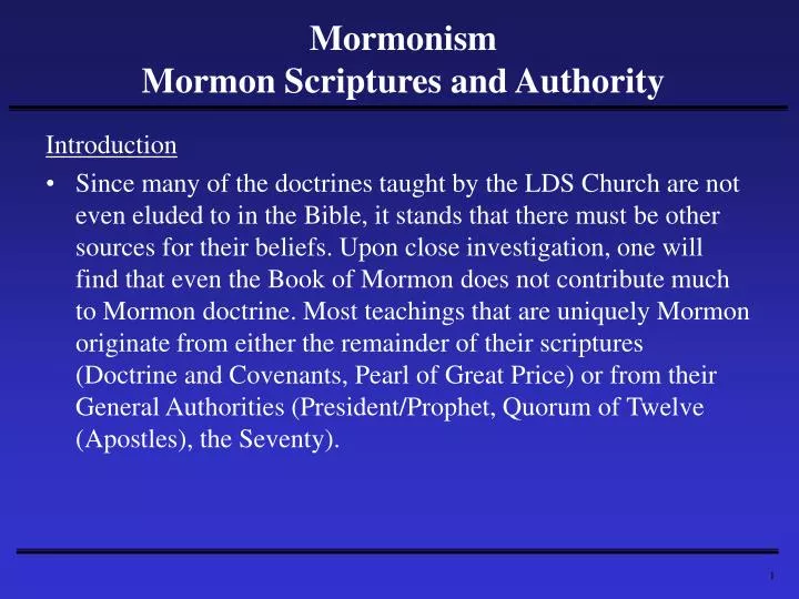 mormonism mormon scriptures and authority