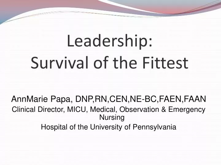 leadership survival of the fittest