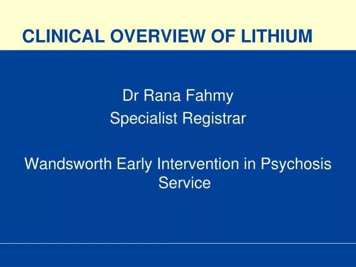 clinical overview of lithium