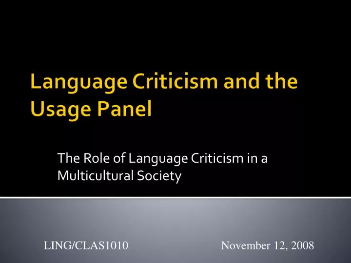 the role of language criticism in a multicultural society