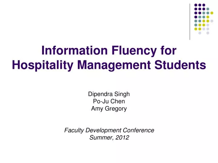 information fluency for hospitality management students