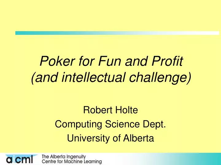 poker for fun and profit and intellectual challenge