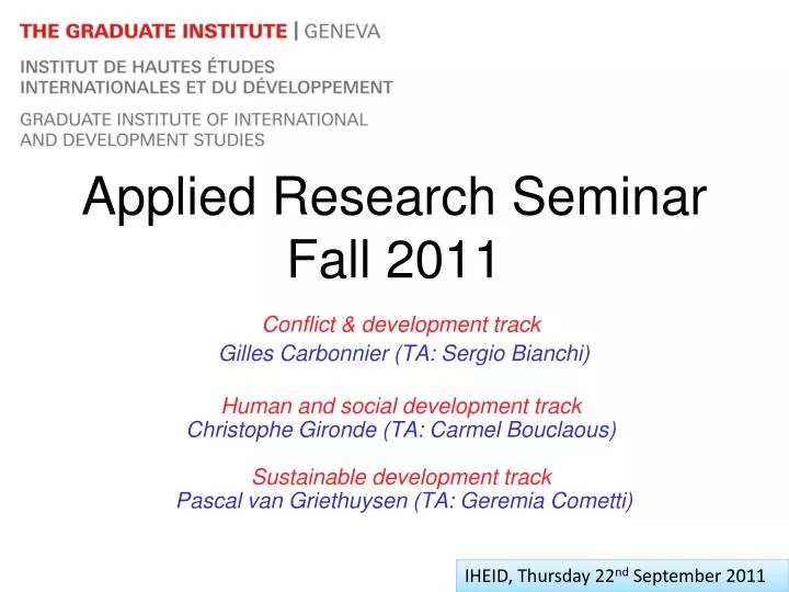 applied research seminar fall 2011