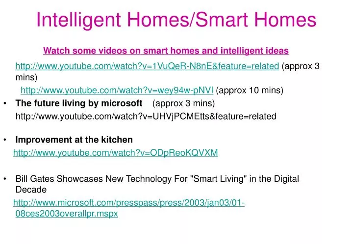 intelligent homes smart homes