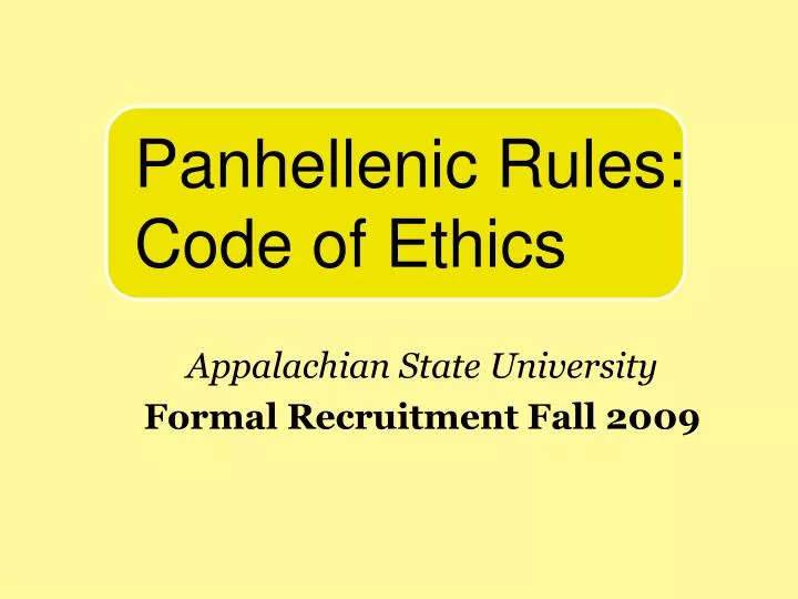 appalachian state university formal recruitment fall 2009