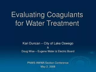 Evaluating Coagulants for Water Treatment