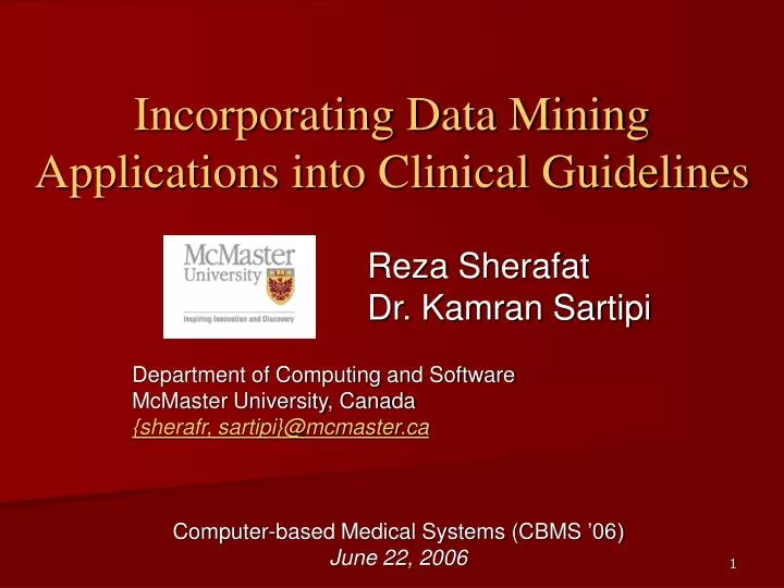 incorporating data mining applications into clinical guidelines