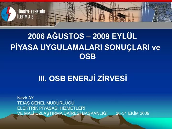 30 31 ekim 2009 osb stanbul toplant s sunumu