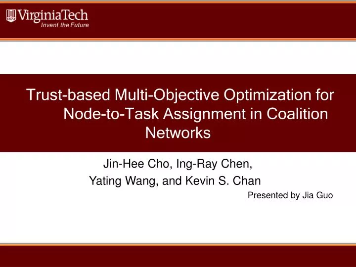 trust based multi objective optimization for node to task assignment in coalition networks