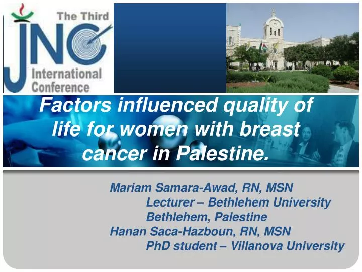 factors influenced quality of life for women with breast cancer in palestine