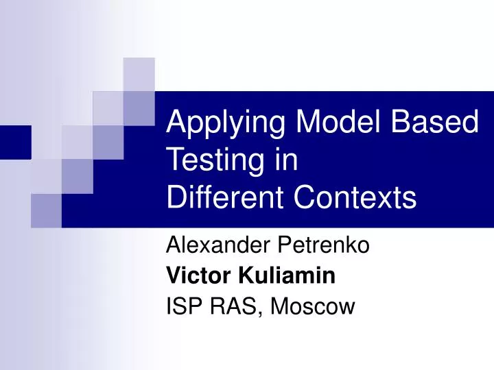 applying model based testing in different contexts
