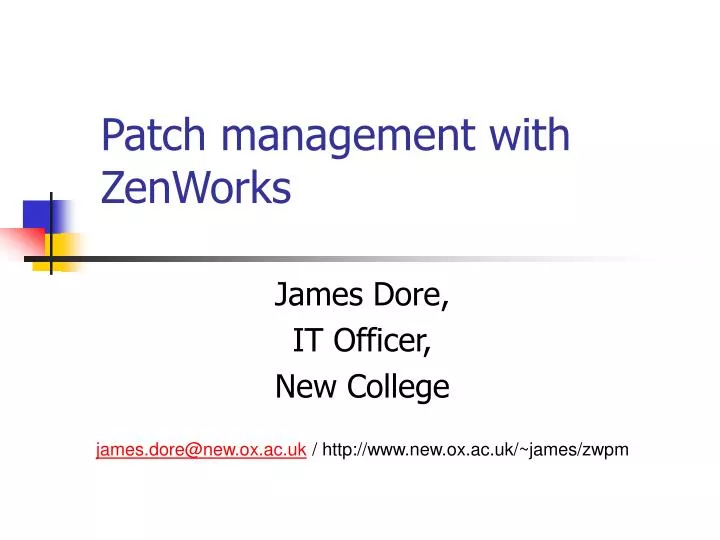 patch management with zenworks