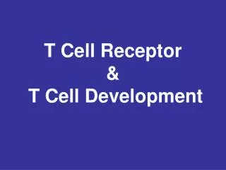 T Cell Receptor &amp; T Cell Development