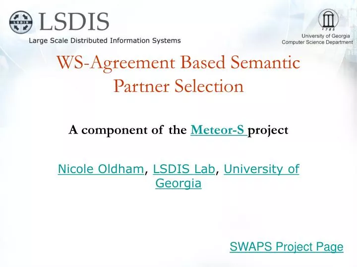 ws agreement based semantic partner selection a component of the meteor s project