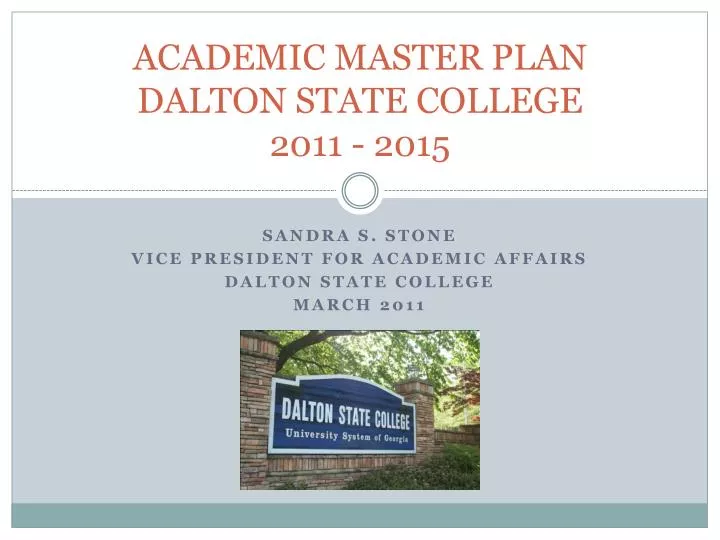 academic master plan dalton state college 2011 2015