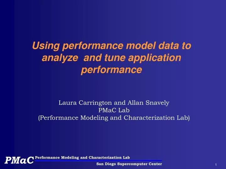 using performance model data to analyze and tune application performance