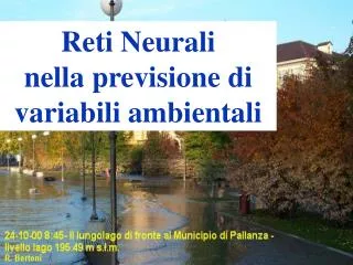 reti neurali nella previsione di variabili ambientali