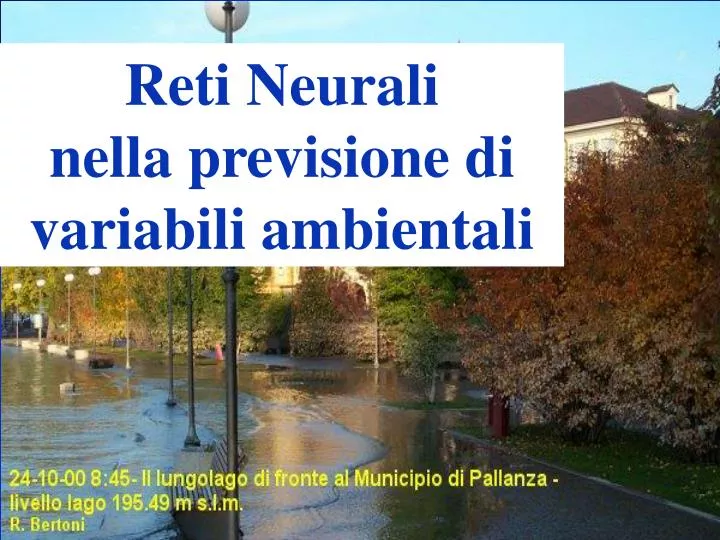 reti neurali nella previsione di variabili ambientali