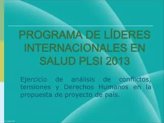programa de l deres internacionales en salud plsi 2013