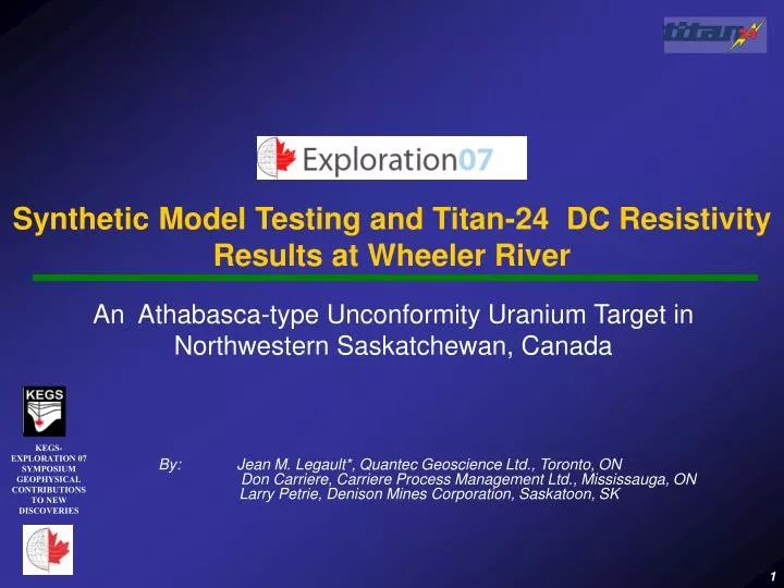synthetic model testing and titan 24 dc resistivity results at wheeler river