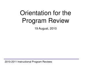 2010-2011 Instructional Program Reviews