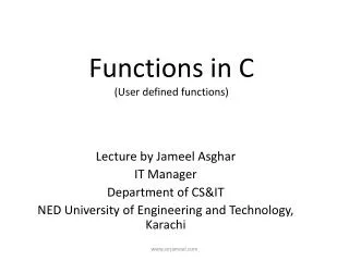 Functions in C (User defined functions)