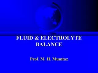 FLUID &amp; ELECTROLYTE BALANCE