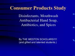 Consumer Products Study