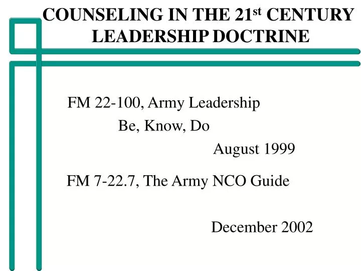counseling in the 21 st century leadership doctrine