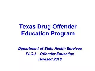 Texas Drug Offender Education Program