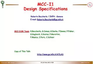 MCC-I1 Design Specifications