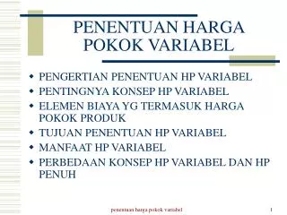 penentuan harga pokok variabel