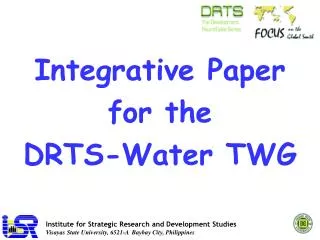 Integrative Paper for the DRTS-Water TWG
