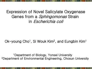 Expression of Novel Salicylate Oxygenase Genes from a Sphingomonas Strain in Escherichia coli