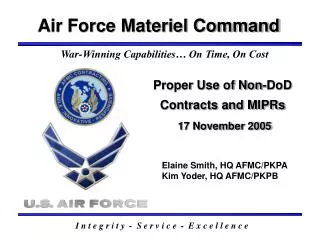 Proper Use of Non-DoD Contracts and MIPRs 17 November 2005