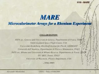 MARE Microcalorimeter Arrays for a Rhenium Experiment