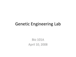 Genetic Engineering Lab