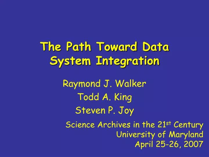the path toward data system integration