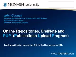 Online Repositories, EndNote and PUP ( P ublications U pload P rogram)