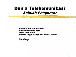 dunia telekomunikasi sebuah pengantar