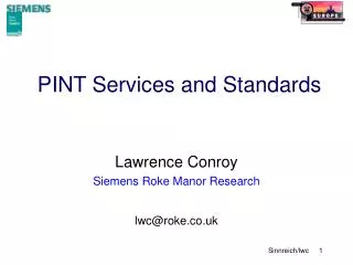 PINT Services and Standards