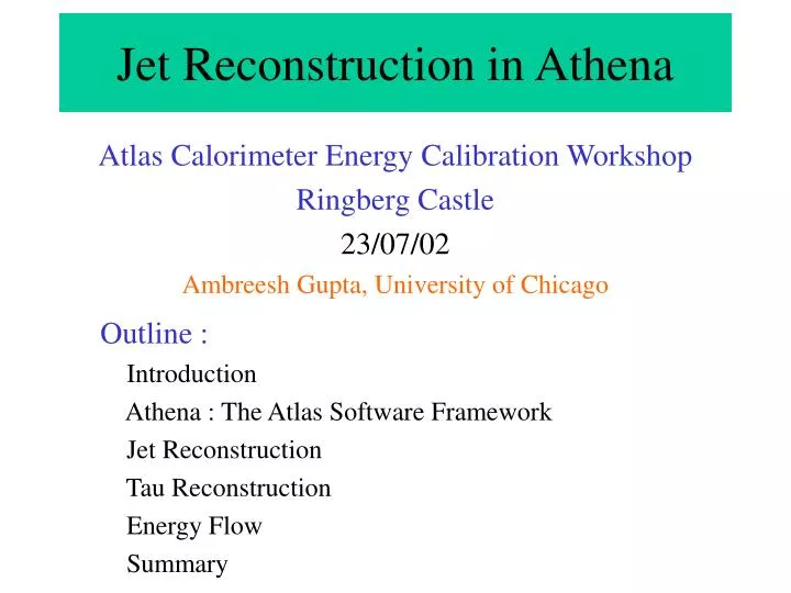 jet reconstruction in athena