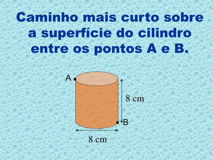 caminho mais curto sobre a superf cie do cilindro entre os pontos a e b