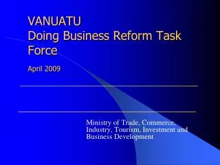 VANUATU Doing Business Reform Task Force