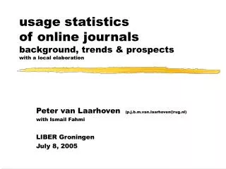 usage statistics of online journals background, trends &amp; prospects with a local elaboration