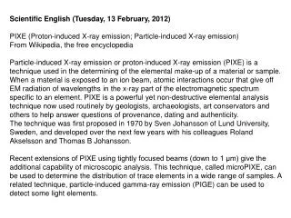 Scientific English (Tuesday, 13 February, 2012)
