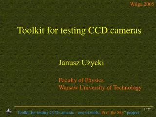 Toolkit for testing CCD cameras