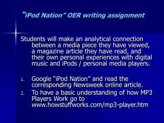 ipod nation oer writing assignment